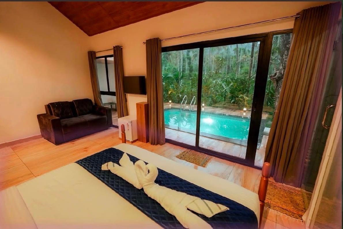 Bedroom opening to a private pool