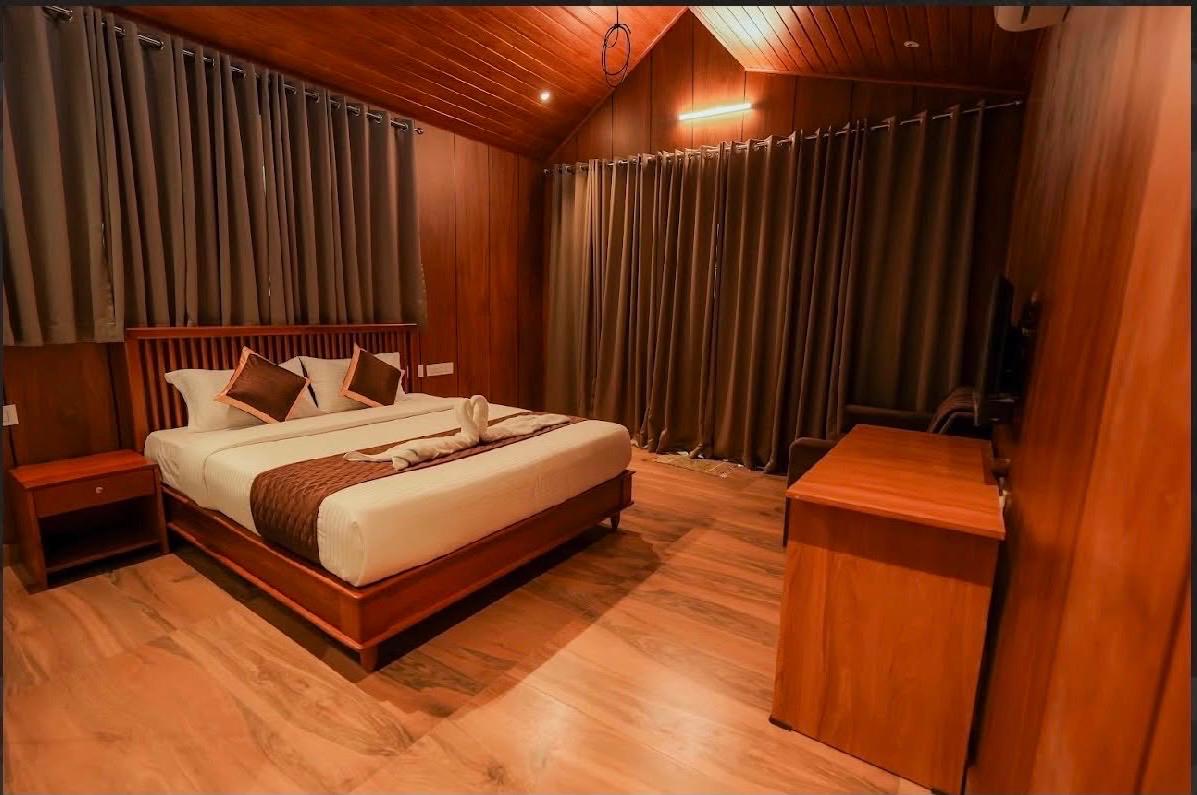 Bedroom with curtains